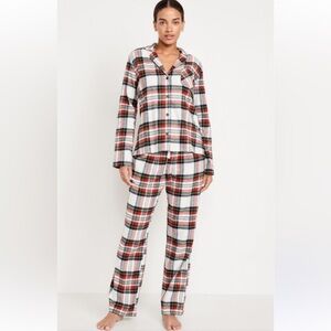 Lot of 2 - Old Navy Flannel Pajama Set for Women (White Tartan) Size 4x - NEW